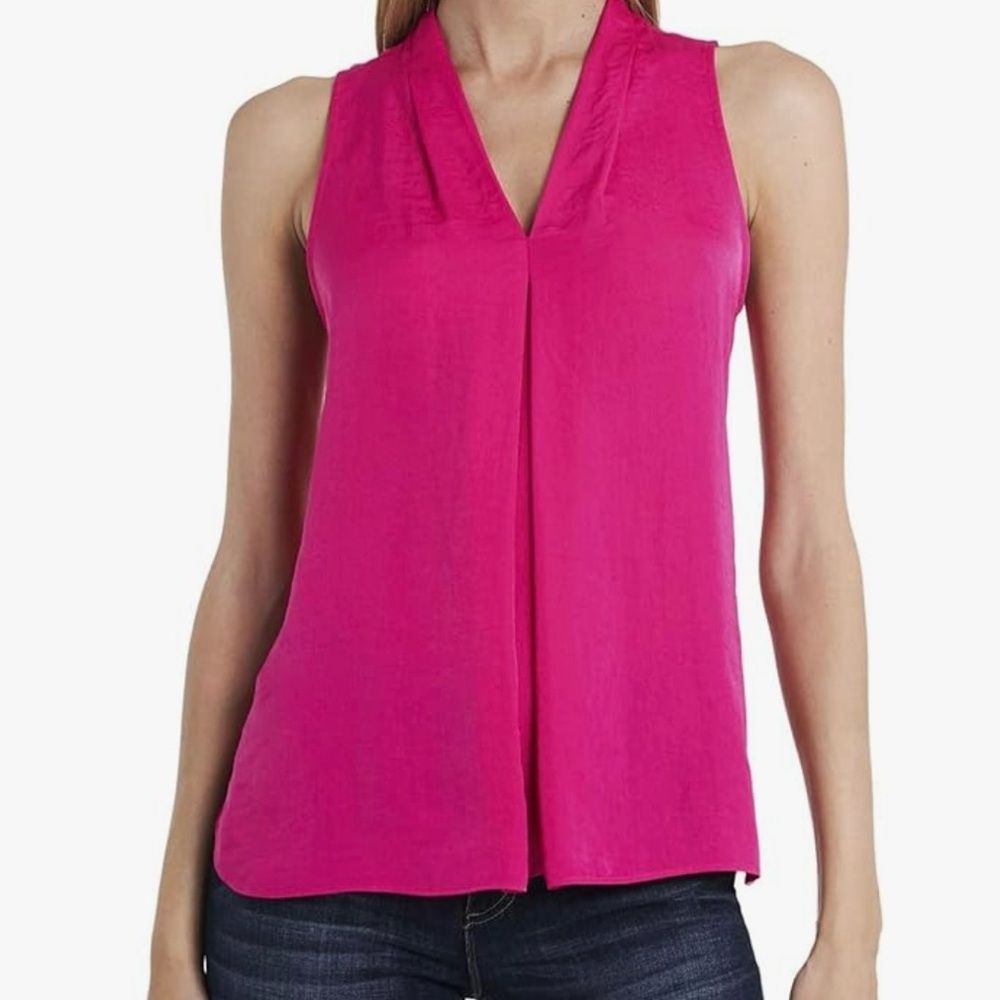 Vince Camuto Inverted Pleat Hot Pink Top Size Medium